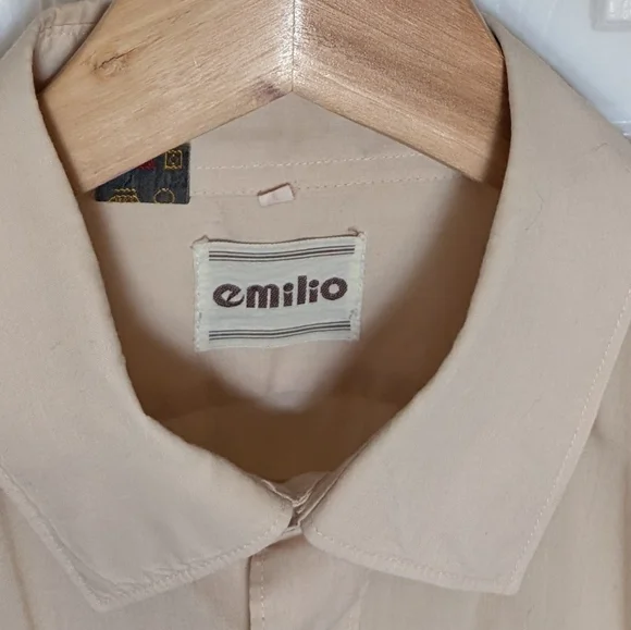 Vtg Beige Short Sleeve Shirt. Men's Size L fit. - Picture 3 of 15